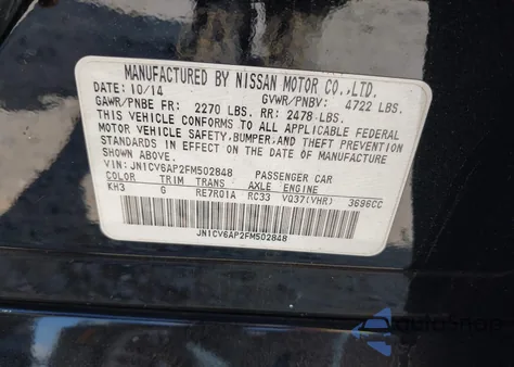 2015 Infiniti Q40 z USA, uszkodzony, nr VIN JN1CV6AP2FM502848